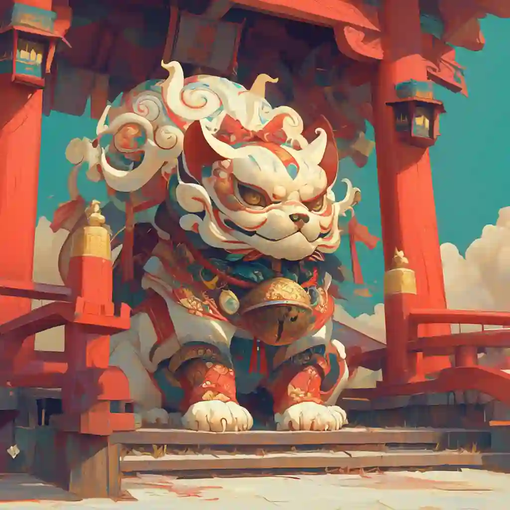 Shisa poised and alert, embodying protection and tradition