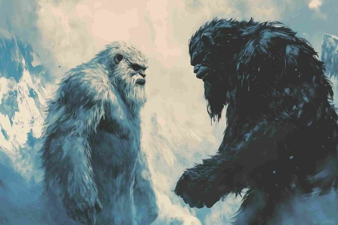 bigfoot and yeti facing off