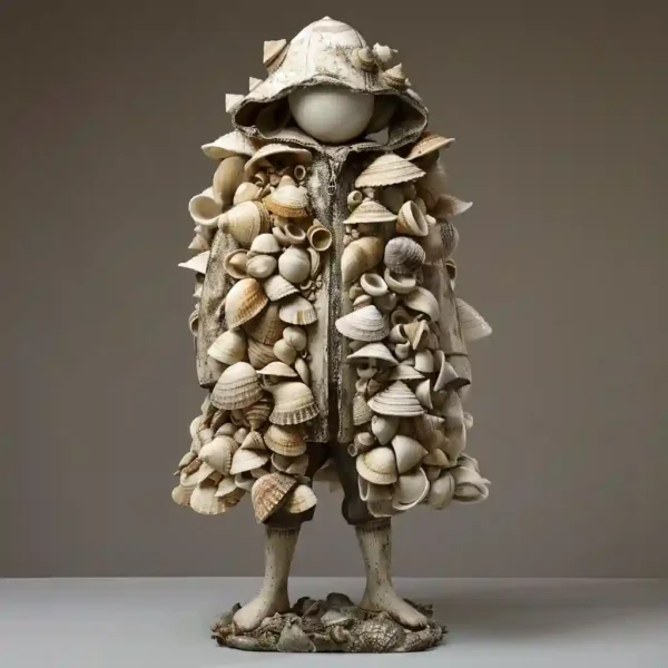Illustration of Shellycoat, rattling in his shell-covered cloak