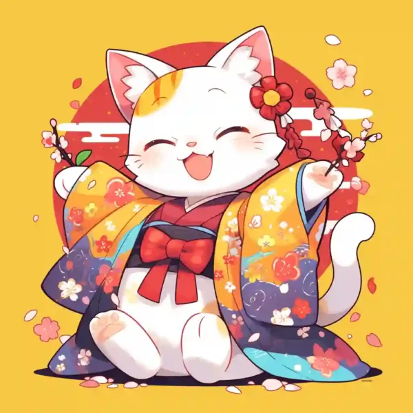 Illustration of a Bakeneko, its eyes glowing with mystical energy
