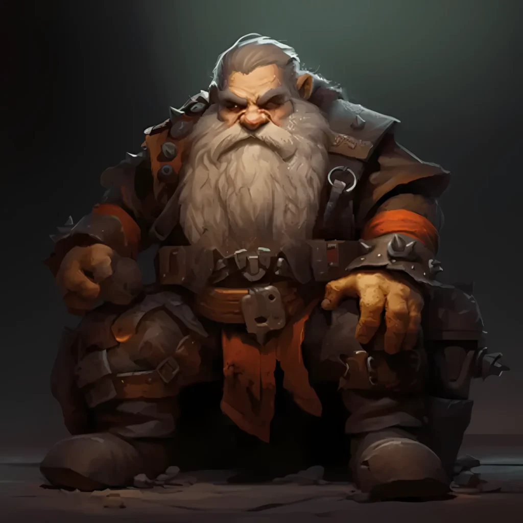 older dwarf in red garb
