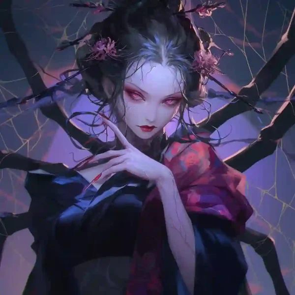 Artistic depiction of a Jorogumo in her half-spider, half-woman form