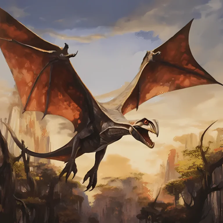 close up of the kongamato flying up in the sky