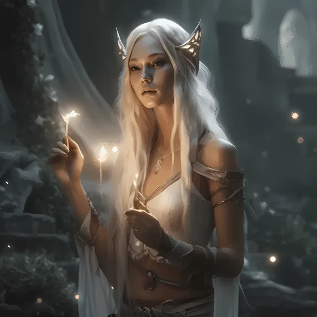 beautiful light alfar looking into the distance