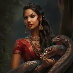 indian naga wearing a red sari