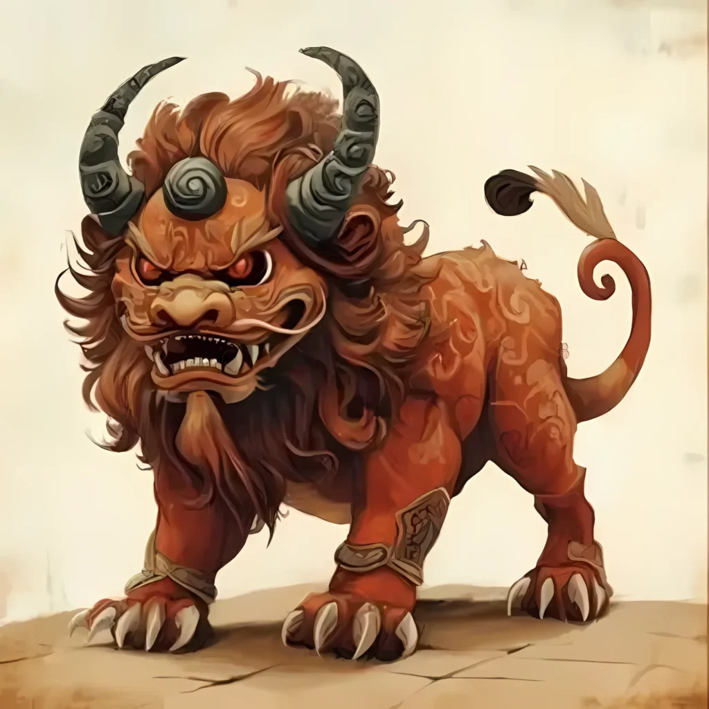red chinese nian myhical creature