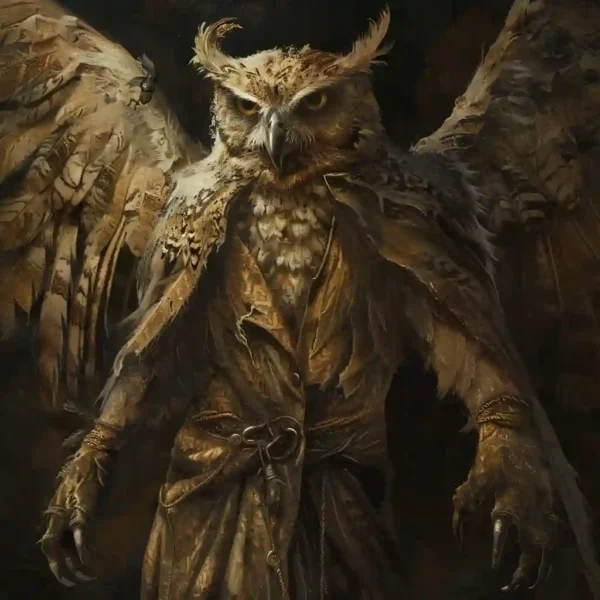 Artistic rendering of the Owlman, a spectral figure