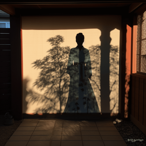 Kage-onna seen near a silk screen