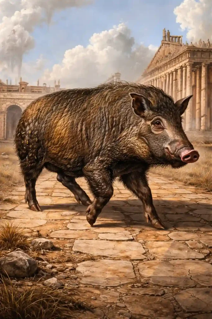 Illustration of the Calydonian Boar, in Calydon