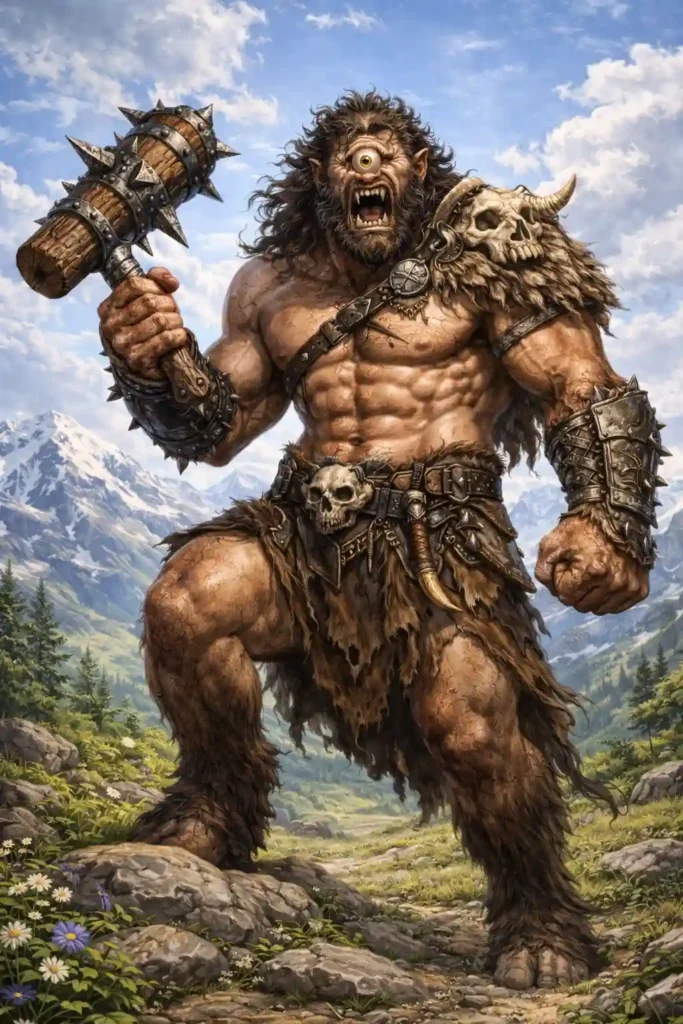 illustration of the cyclops in a battle stance