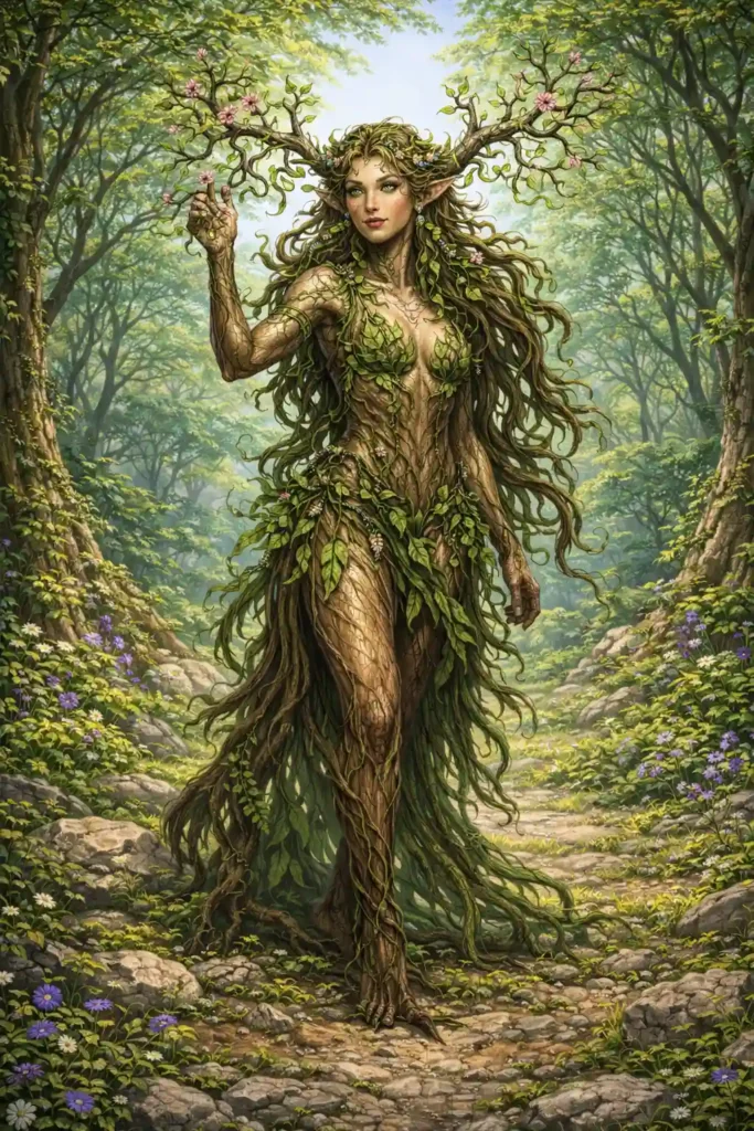 beautiful dryad in her forest element