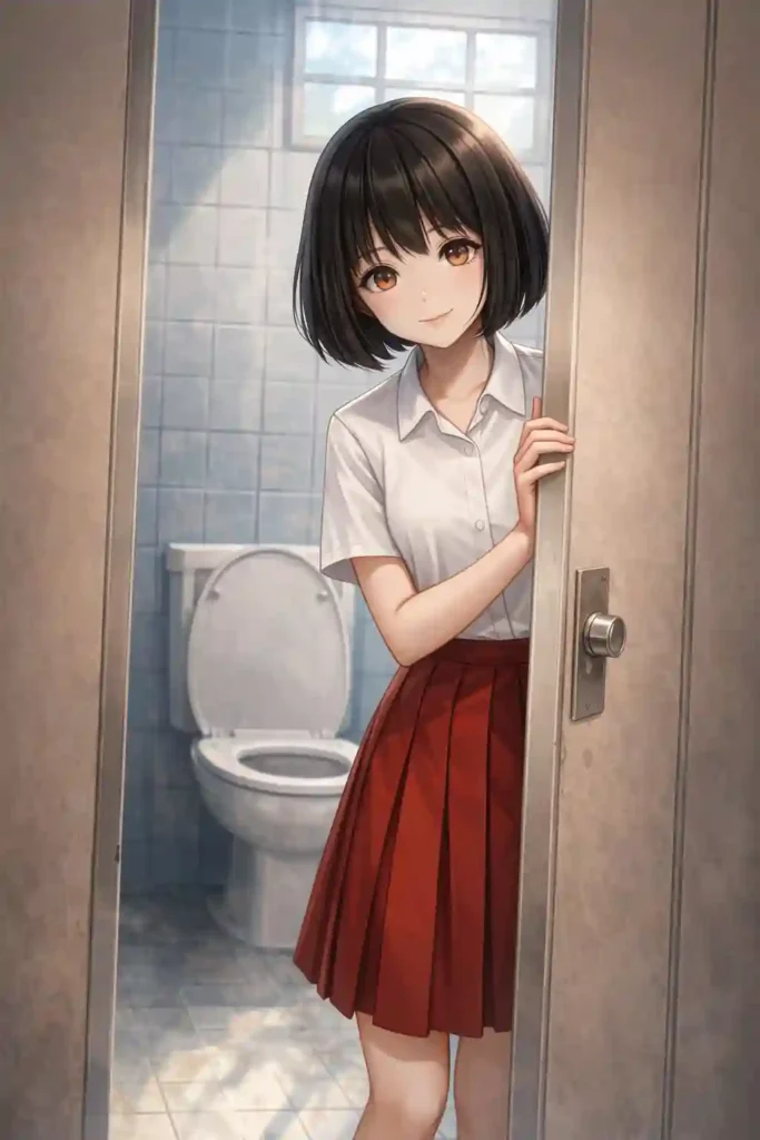 hanako spirit near a toilet