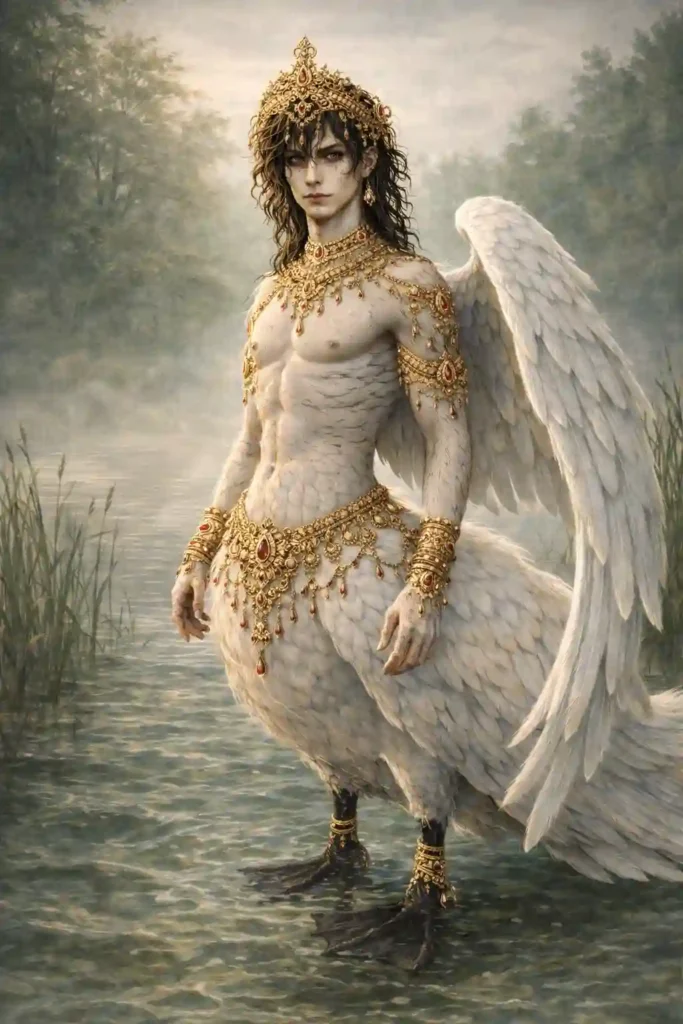 beautiful white and gold kinnara