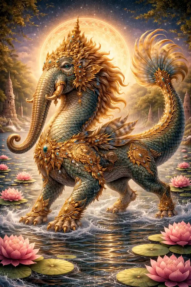 illustration of the mythical creature the makara