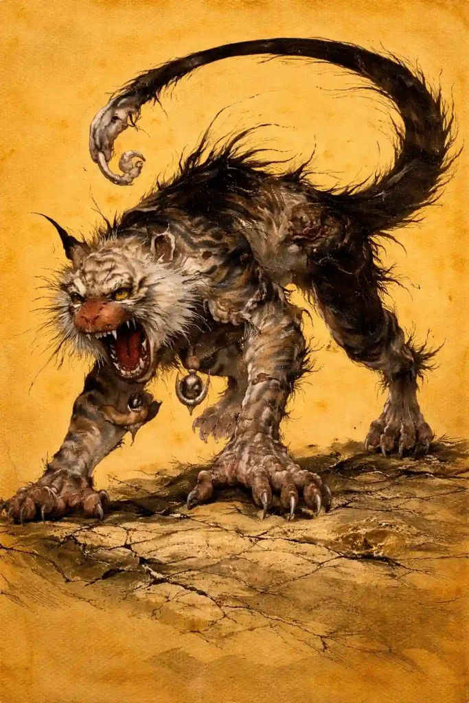 Nue depicted in the moonlight, symbolizing its ominous presence