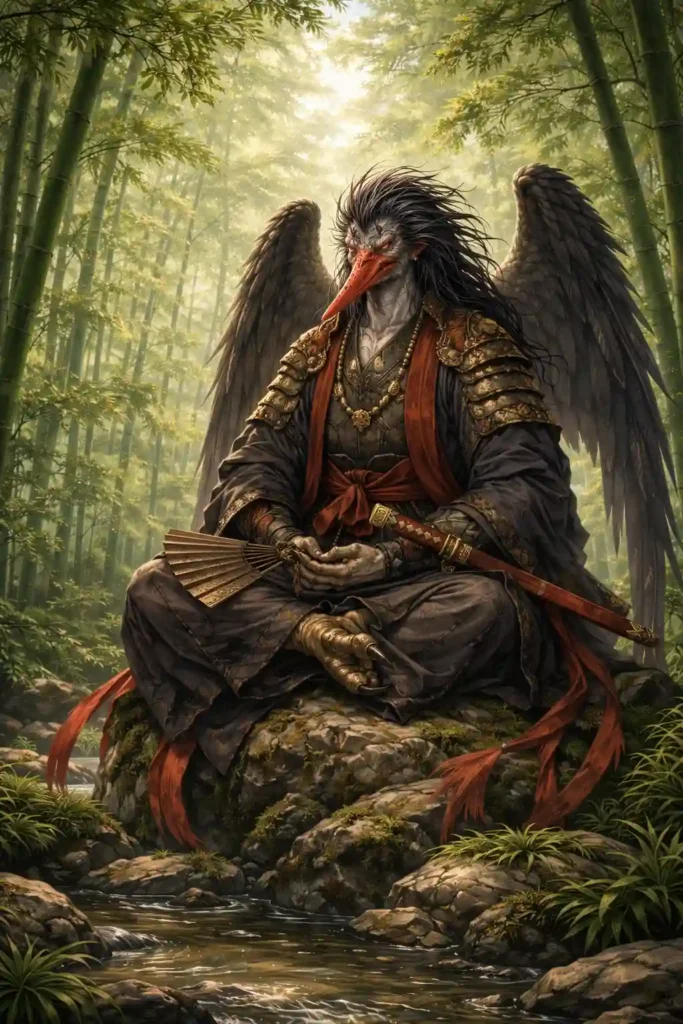 majestic tengu in sacred robes