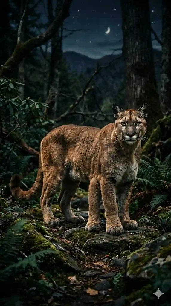 Wampus Cat, in a forest at night