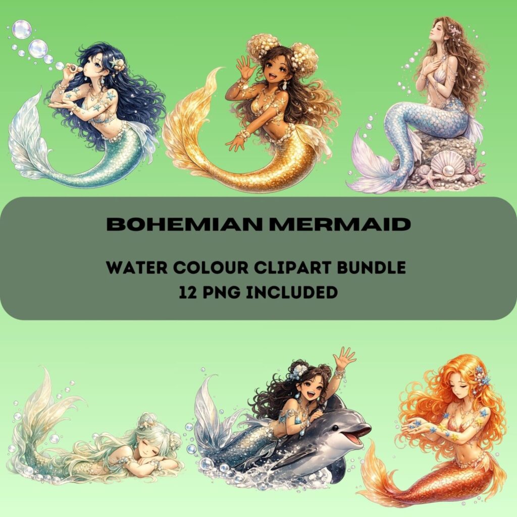 Bohemian Mermaid Clipart