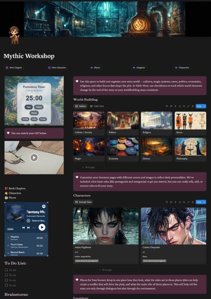Mythic Workshop Notion Templates