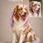 hybrid, dog -unicorn portrait