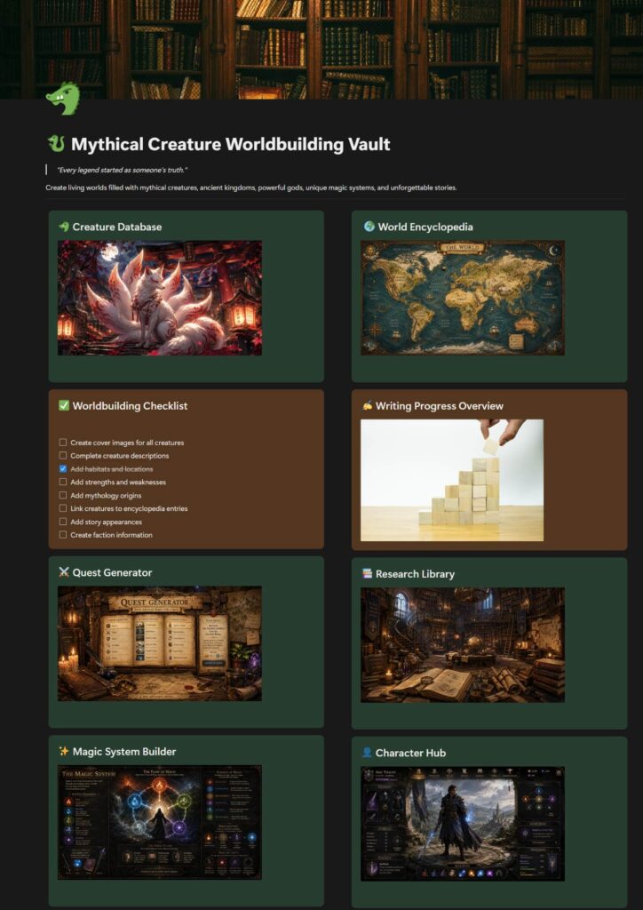 Screenshot of the mythical world building Vault