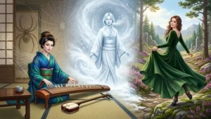 A beautiful spider spirit, snow spirit and vampiric fairy reveal subtle signs of their deadly forms